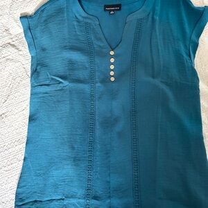 Fortune and Ivy Teal Cap Sleeve Blouse